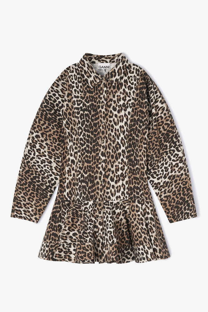 Leopard Shirt Dress, Almond Milk