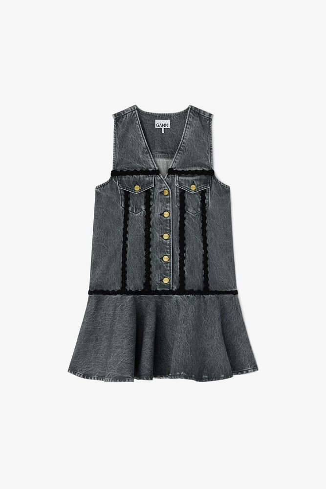 Dress in Rigid Denim, Slate Grey