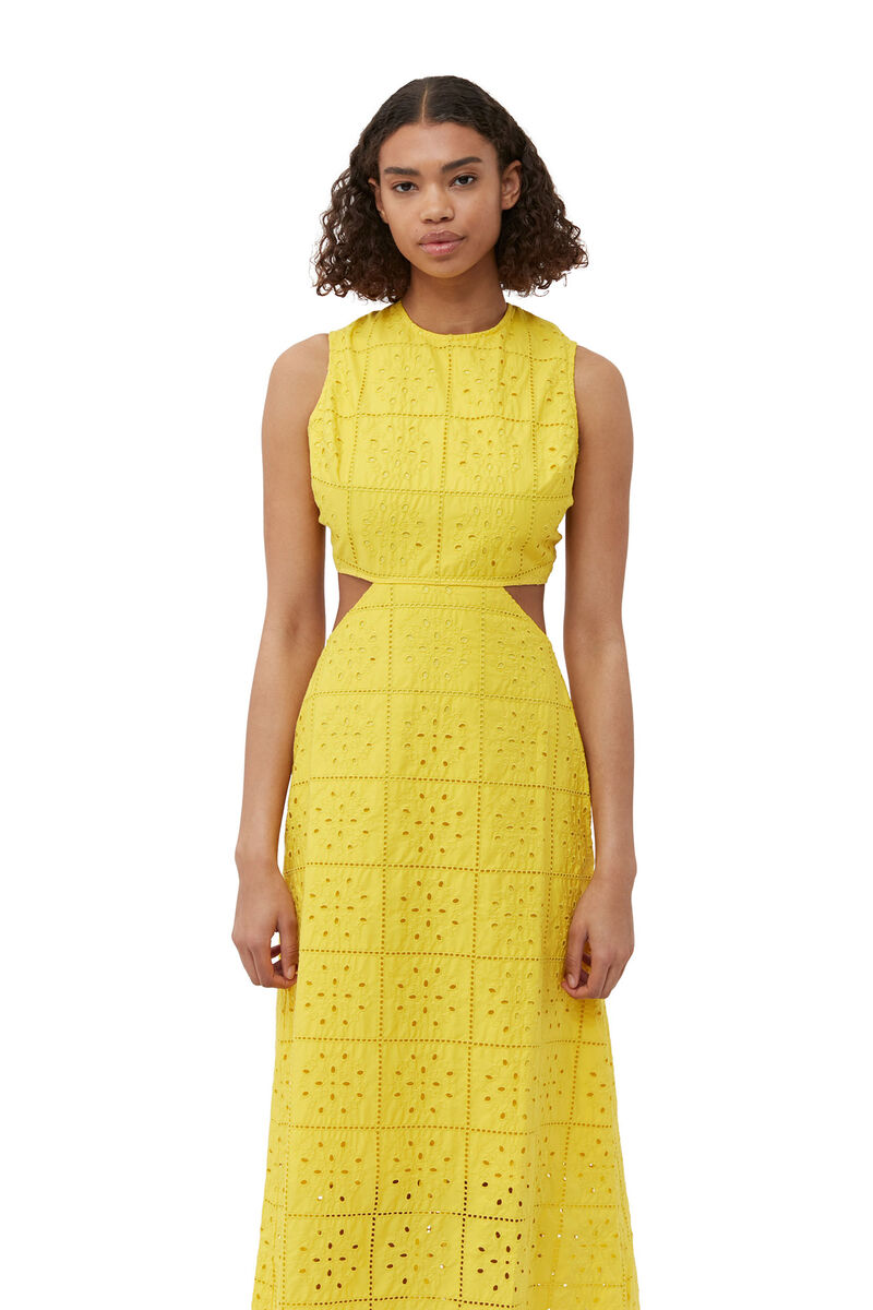 Broderie Anglaise Two Piece Dress, Cotton, in colour Maize - 4 - GANNI