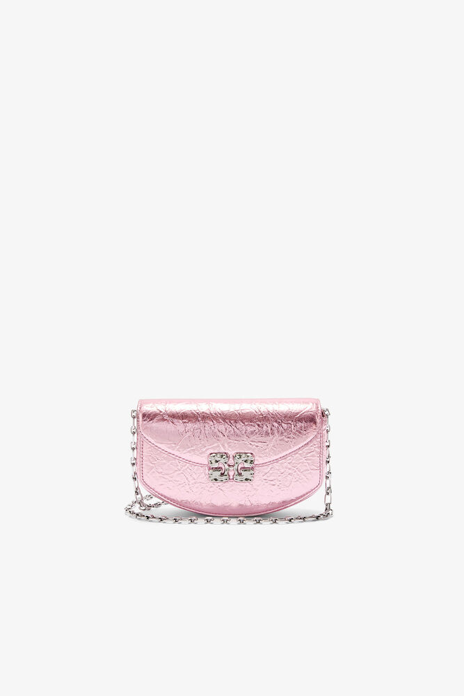 Lulu Wallet On Chain in Metallic, Silver Pink