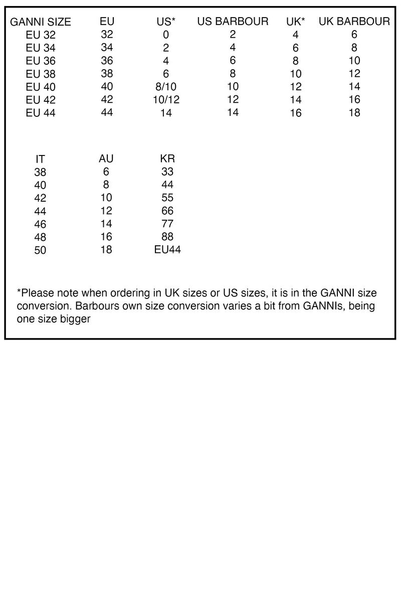 ganni clothing size chart