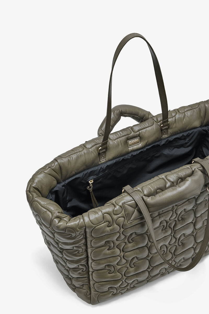 Quilted Re-Tech XXL Tote, Recycled Polyamide, in colour Kalamata - 3 - GANNI
