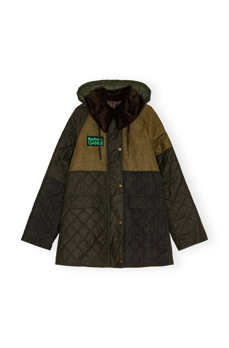 Kalamata GANNI x Barbour Short Burghley Quilted Wax Jacket | GANNI US