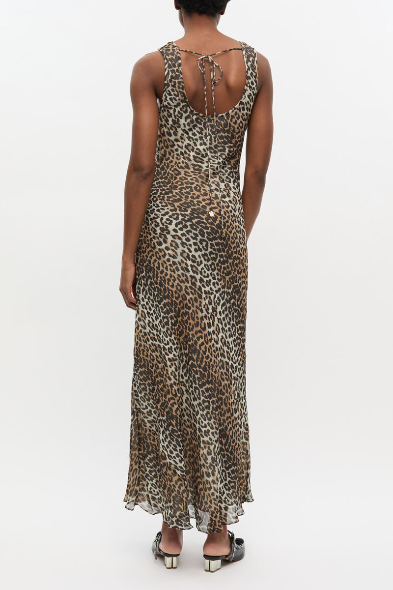 Leopard Print Maxi Dress, Viscose, in colour Leopard - 2 - GANNI
