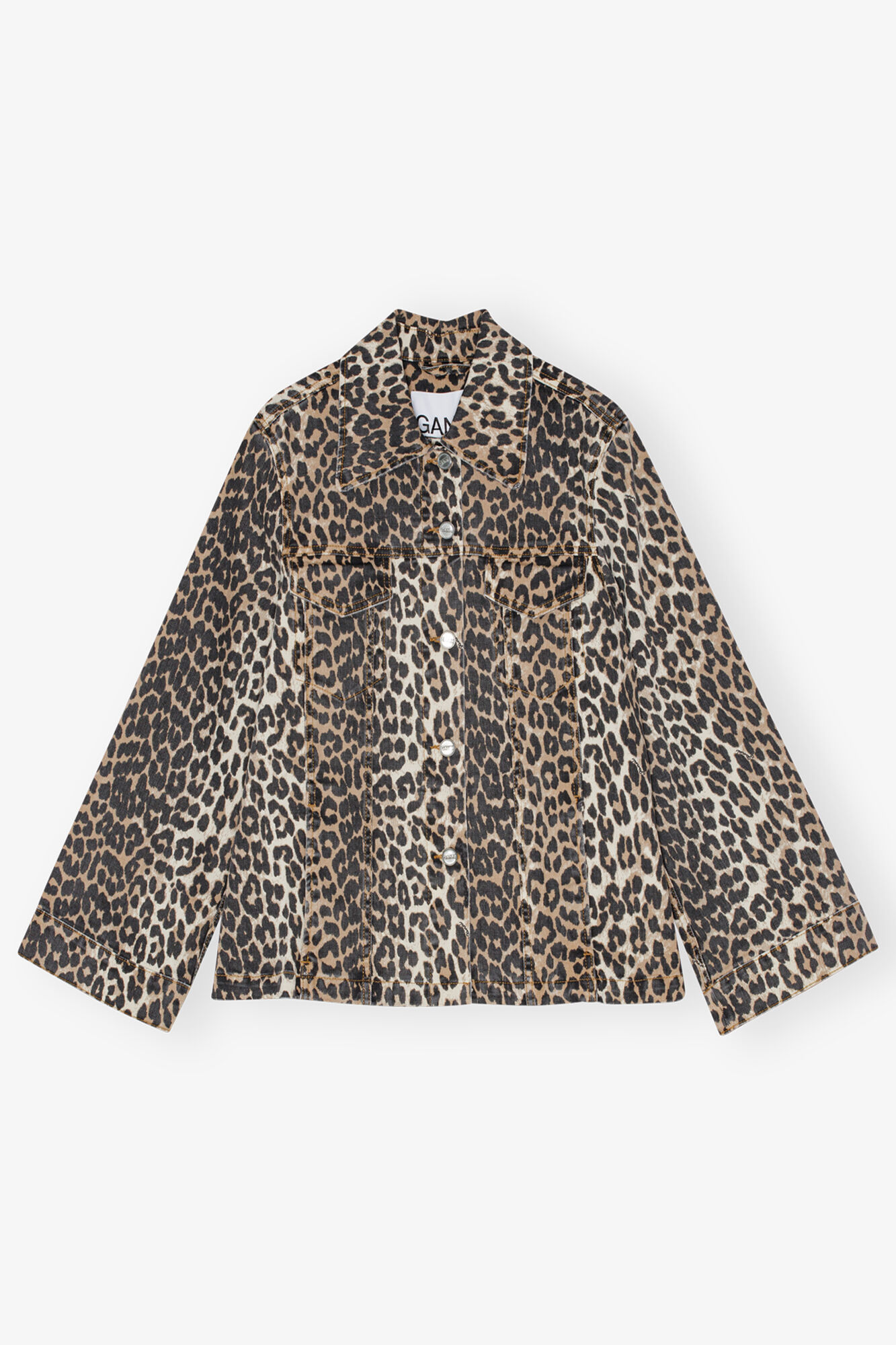 GANNI コットンリネンレオパードジャケット Leopard Denim Jacket | GANNI US