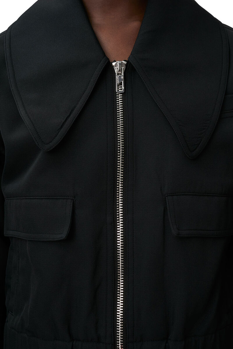 Heavy Twill Wide Collar Jacket, in colour Black - 4 - GANNI