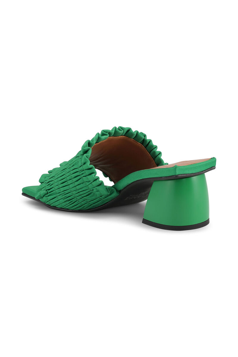 Smock Kitten Heel Mules, Polyester, in colour Kelly Green - 2 - GANNI
