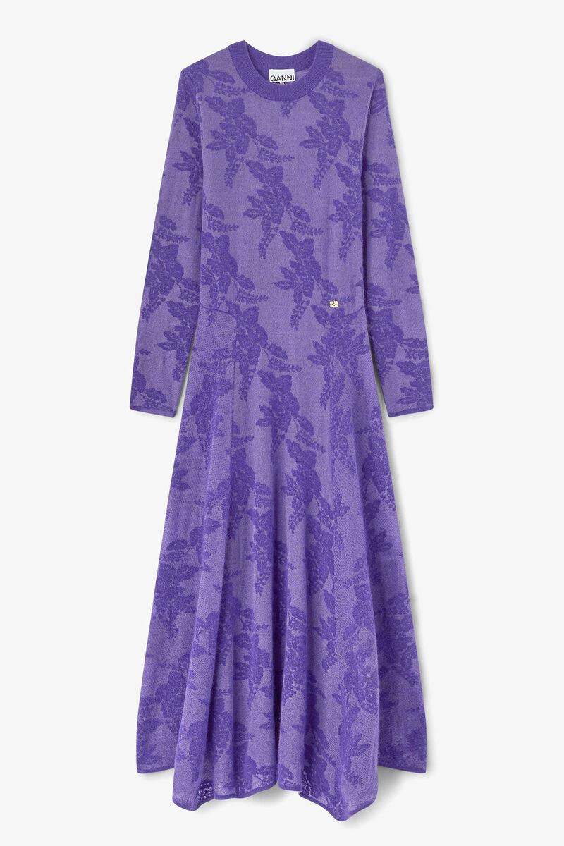Purple Sheer Flower Dress, in colour Passion Flower - 1 - GANNI