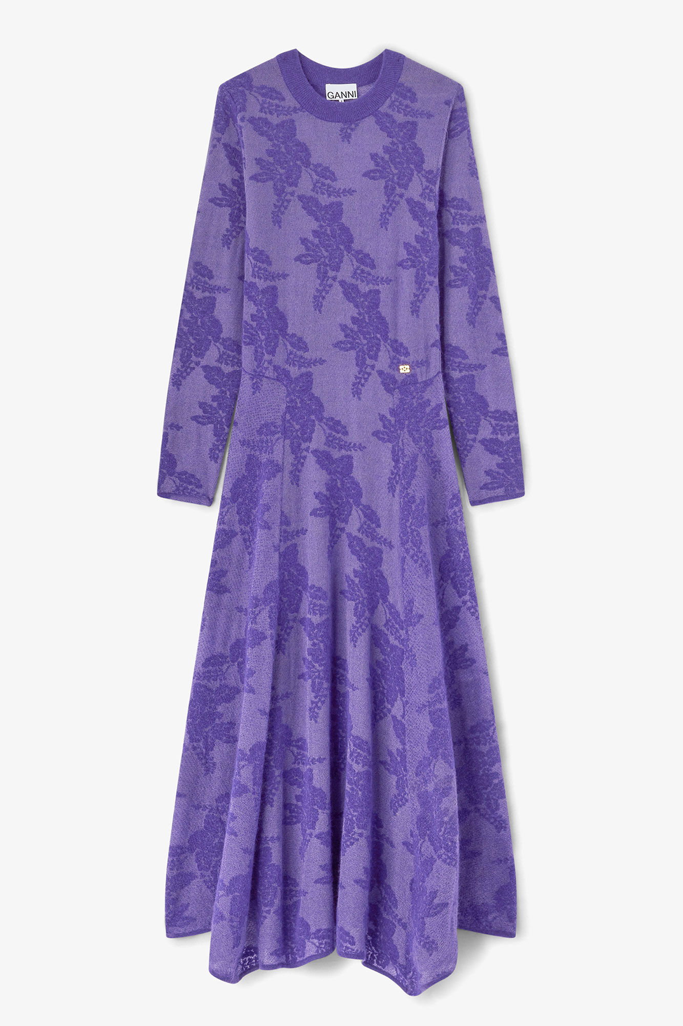 Purple Sheer Flower Dress, in colour Passion Flower - 1 - GANNI