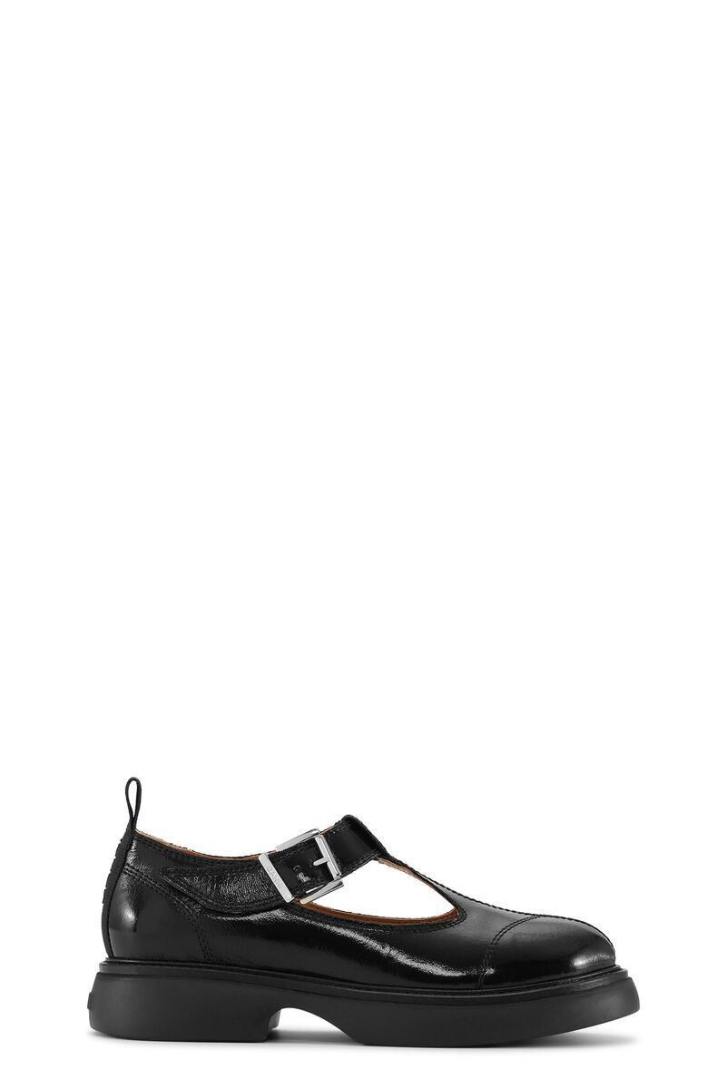 Black Everyday Buckle Mary Jane Shoes, Polyester, in colour Black/Black - 1 - GANNI