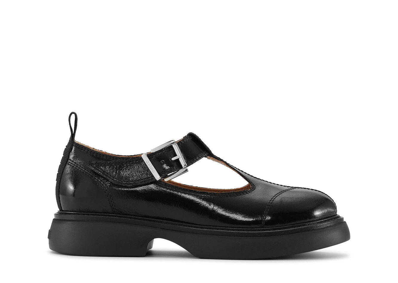 Black Everyday Buckle Mary Jane Shoes, Polyester, in colour Black/Black - 1 - GANNI