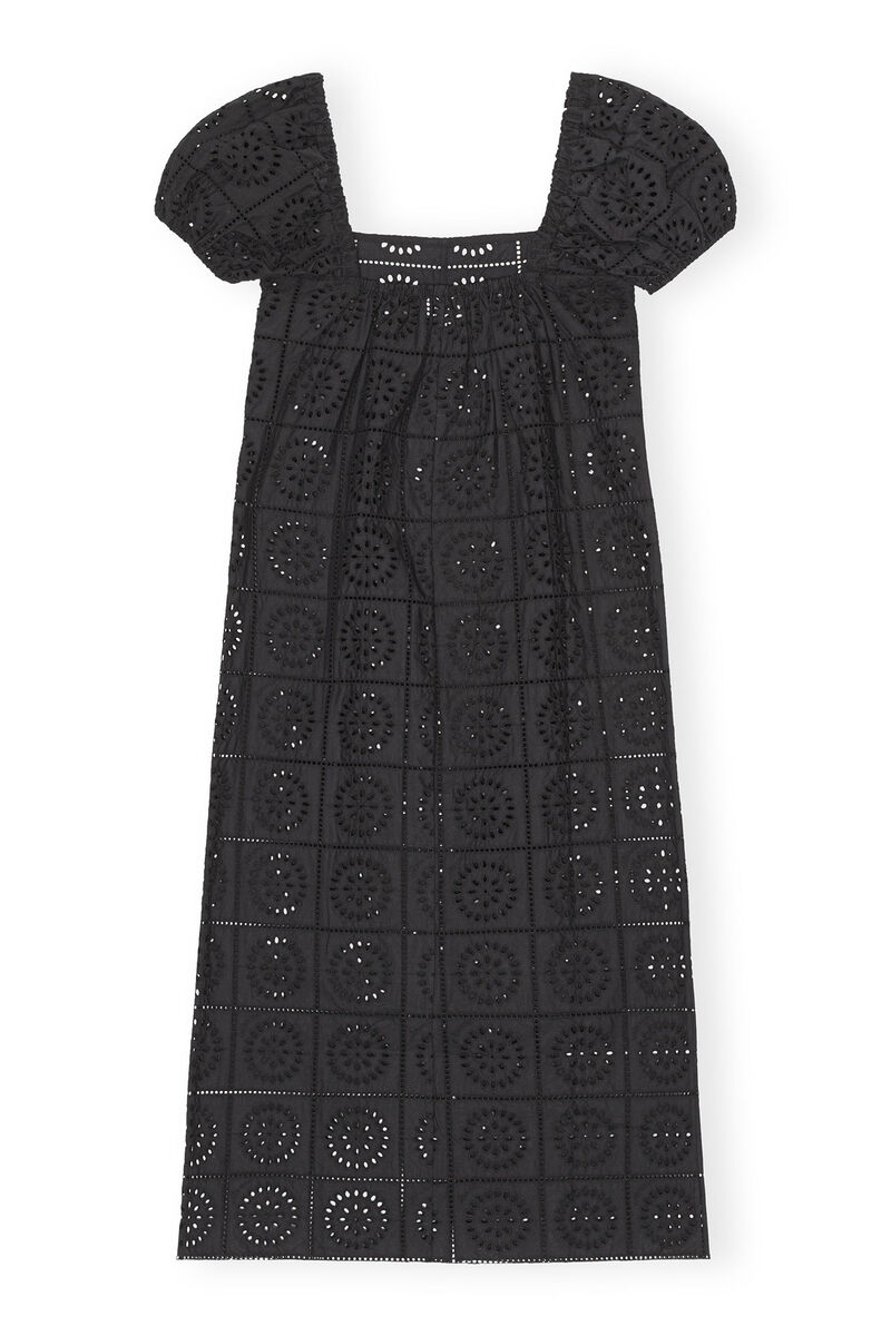Broderie Anglaise Midi Dress, Cotton, in colour Black - 2 - GANNI