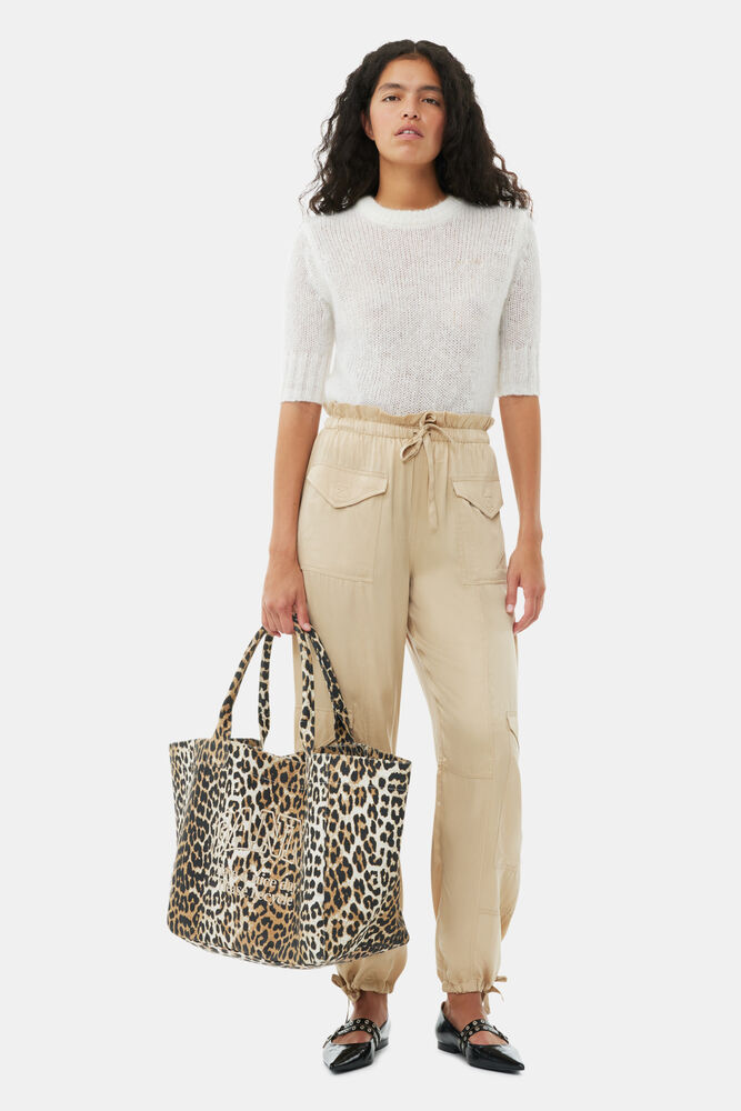 XXL Leopard Print Canvas Tote Bag, Leopard
