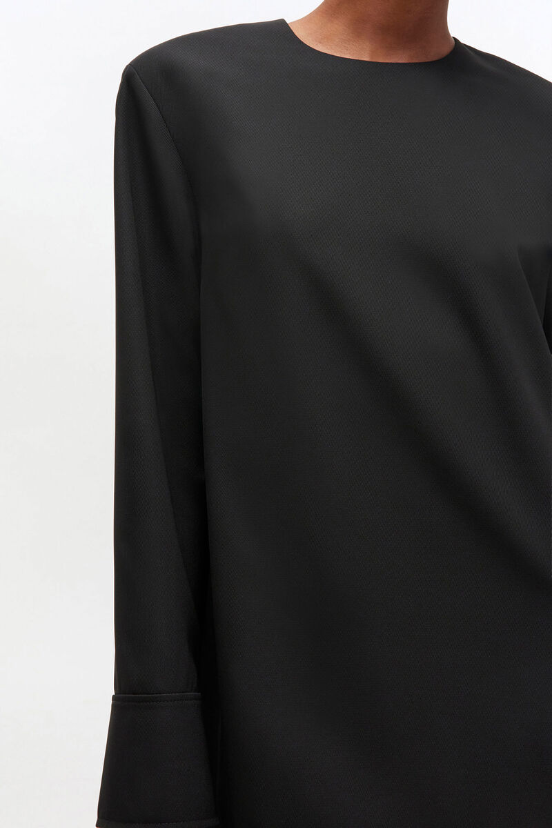 Black Circle Collar Dress, Recycled Polyester, in colour Black - 3 - GANNI
