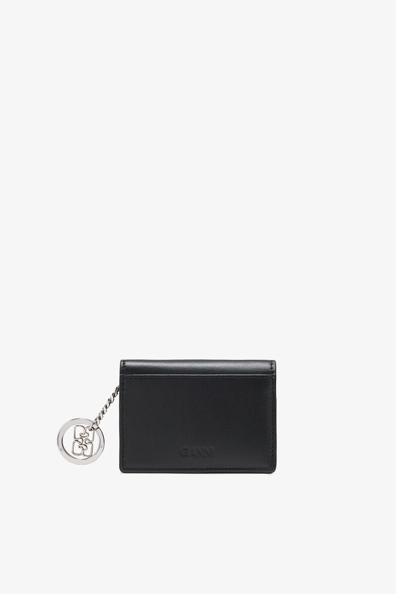 GANNI Card Holder in Blue With Flap and Dog, Polyester, in colour Black - 2 - GANNI