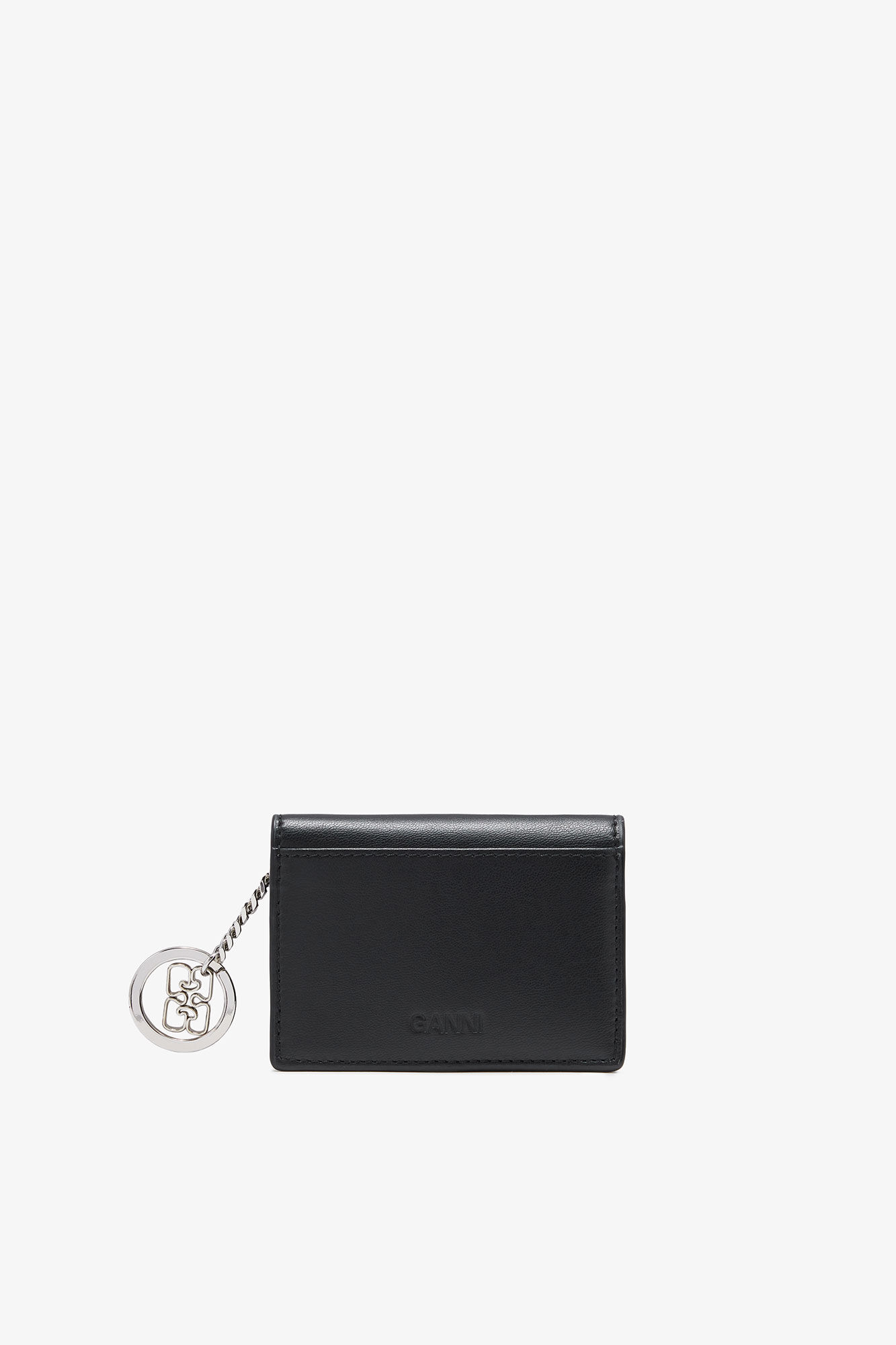 GANNI Card Holder in Blue With Flap and Dog, Polyester, in colour Black - 2 - GANNI