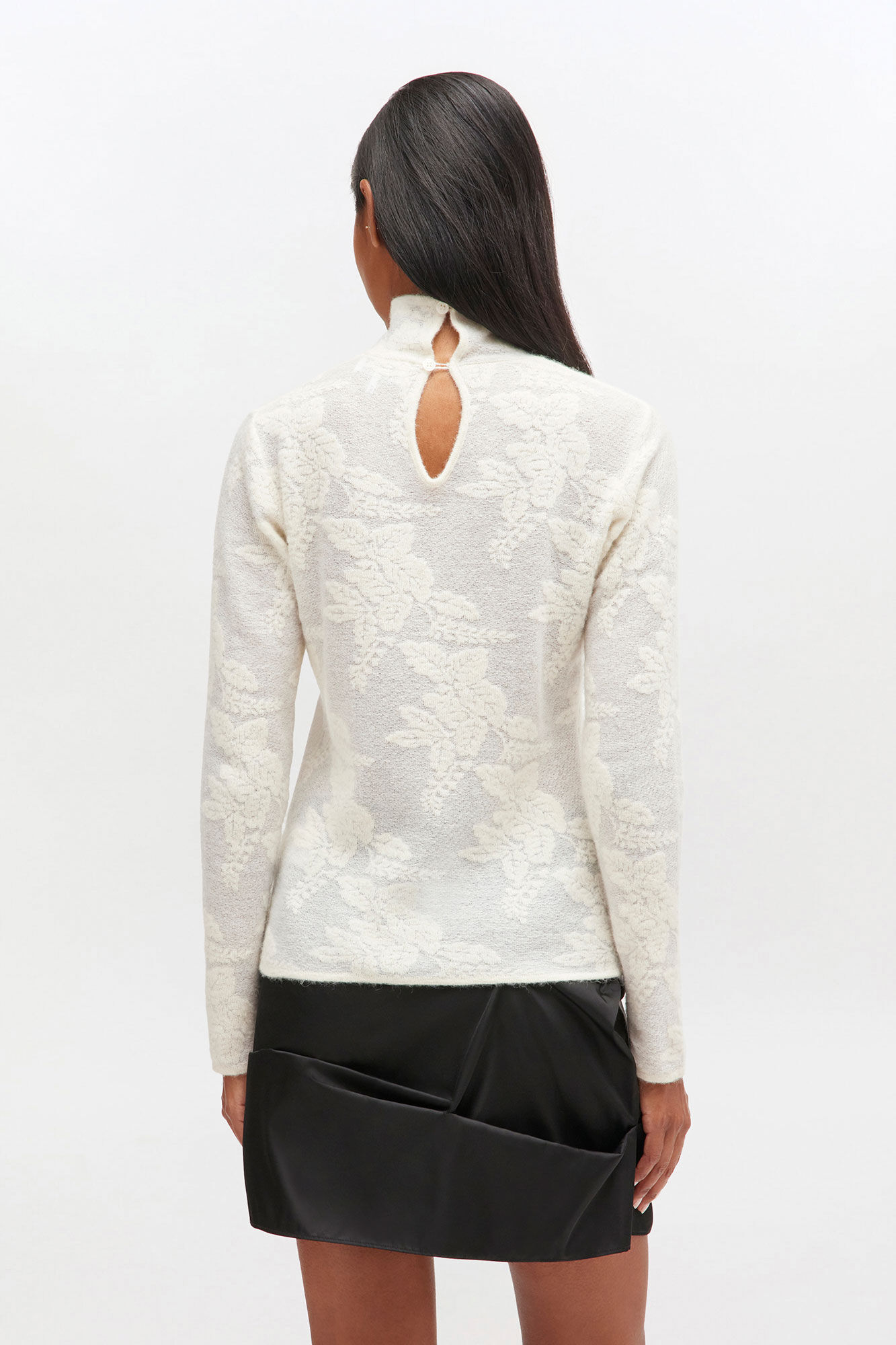 Ivory Sheer Turleneck, Alpaca, in colour Egret - 3 - GANNI