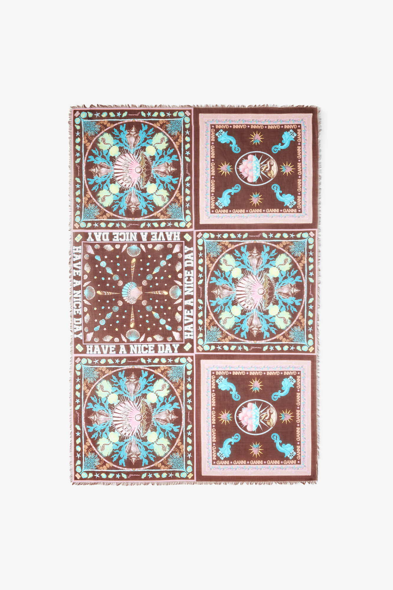 プリンテッドコットン パレオ スカーフ, Organic Cotton, in colour Multicolour - 1 - GANNI
