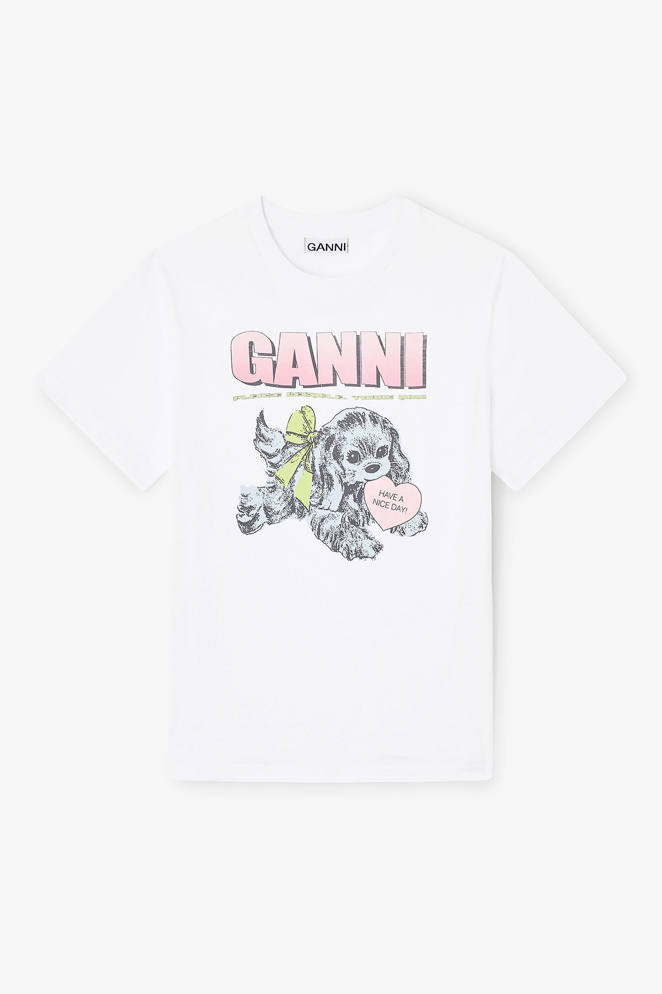 White Puppy T-shirt, Cotton, in colour Bright White - 1 - GANNI