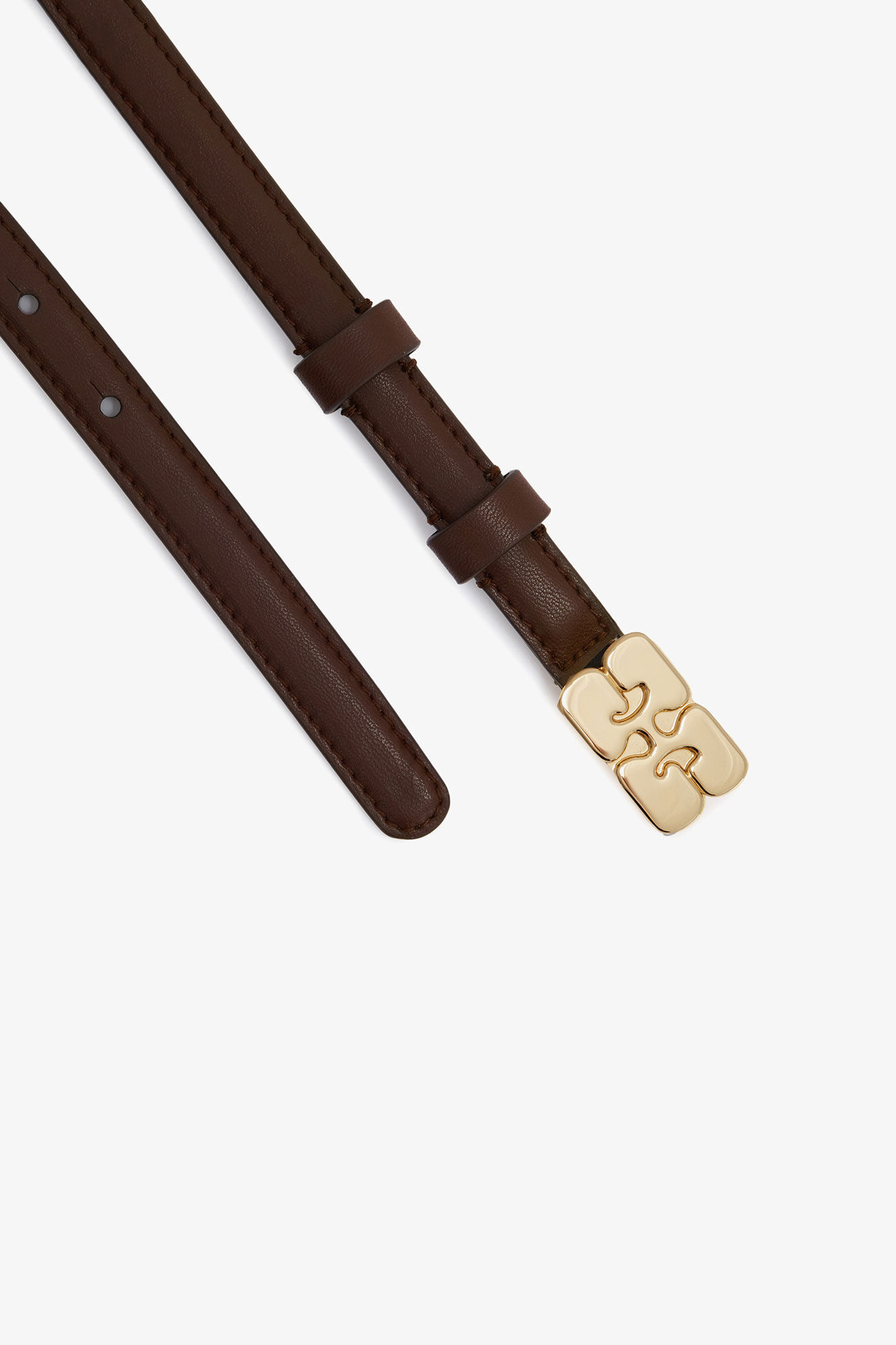 Kat Small Belt in Brown, Recycled Leather, in colour Chicory Coffee - 2 - GANNI