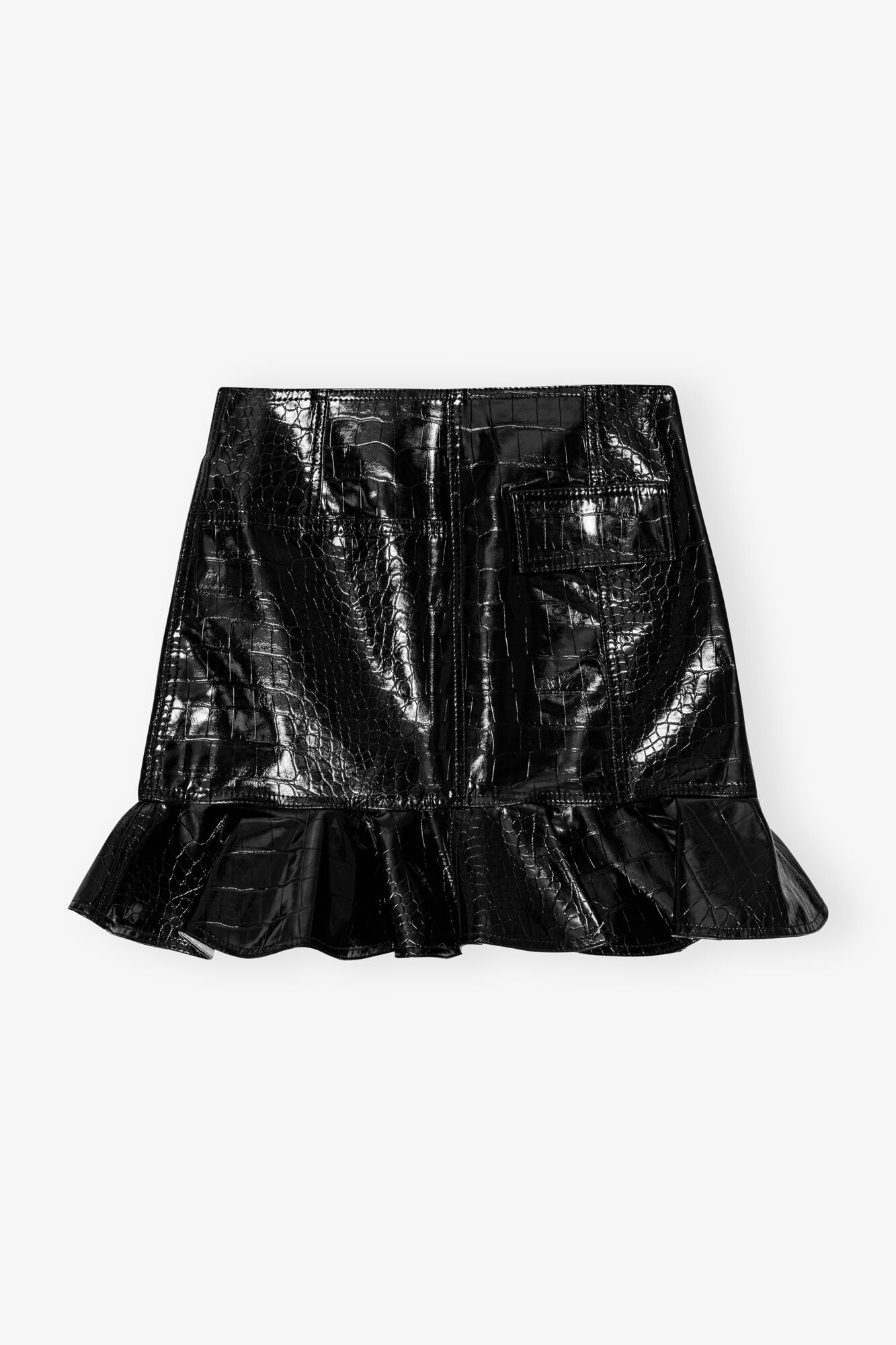 Black Future Coated Mini Skirt, Cotton, in colour Black - 2 - GANNI