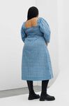 Seersucker Shirred Midi Dress, Cotton, in colour Check Azure Blue - 5 - GANNI