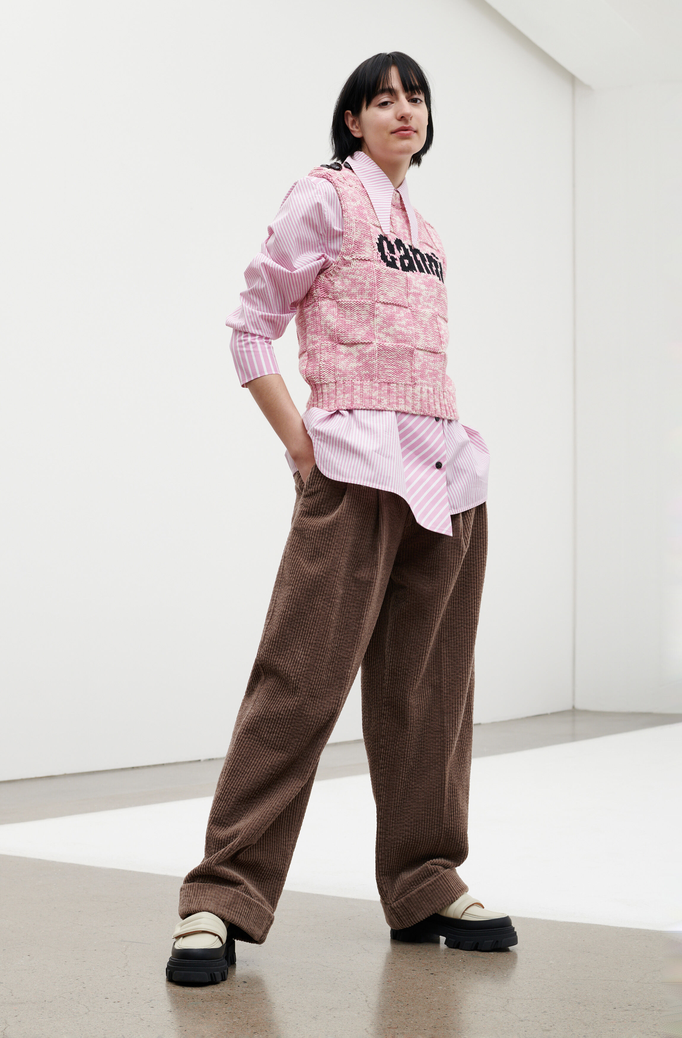 Moonlight Mauve Cotton Logo Vest | GANNI LT