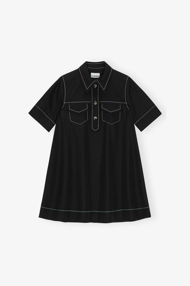 Black Crepe Mini Dress, Black