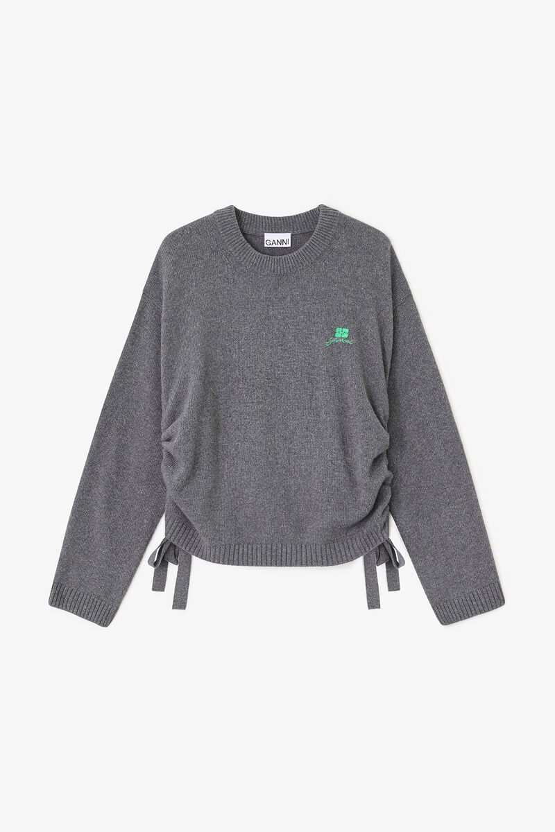 Grey Wool Mix Jumper, Wool, in colour Charcoal Grey - 1 - GANNI