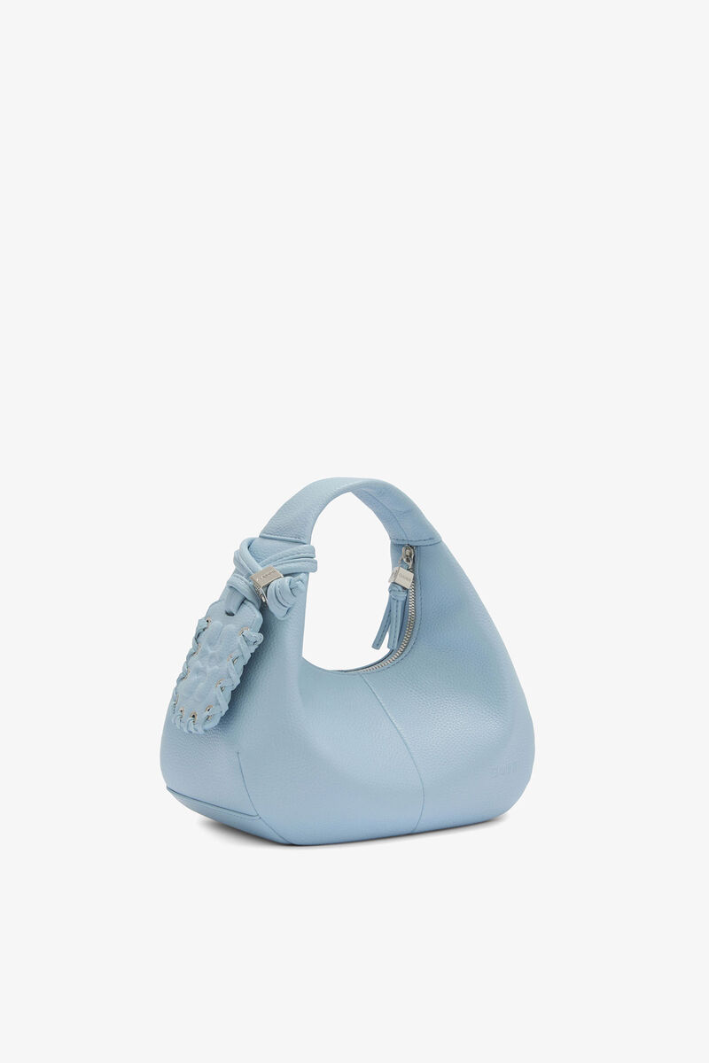 Mini Hobo Bag in Blue, Recycled Polyester, in colour Celestial Blue - 2 - GANNI