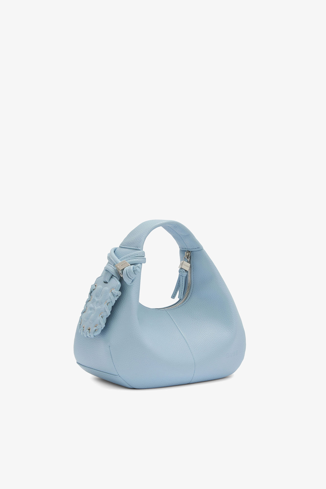 Mini Hobo Bag in Blue, Recycled Polyester, in colour Celestial Blue - 2 - GANNI