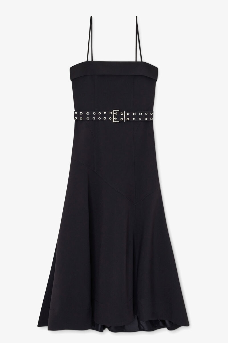 Dress in Black Twill Suiting, Elastane, in colour Black - 1 - GANNI