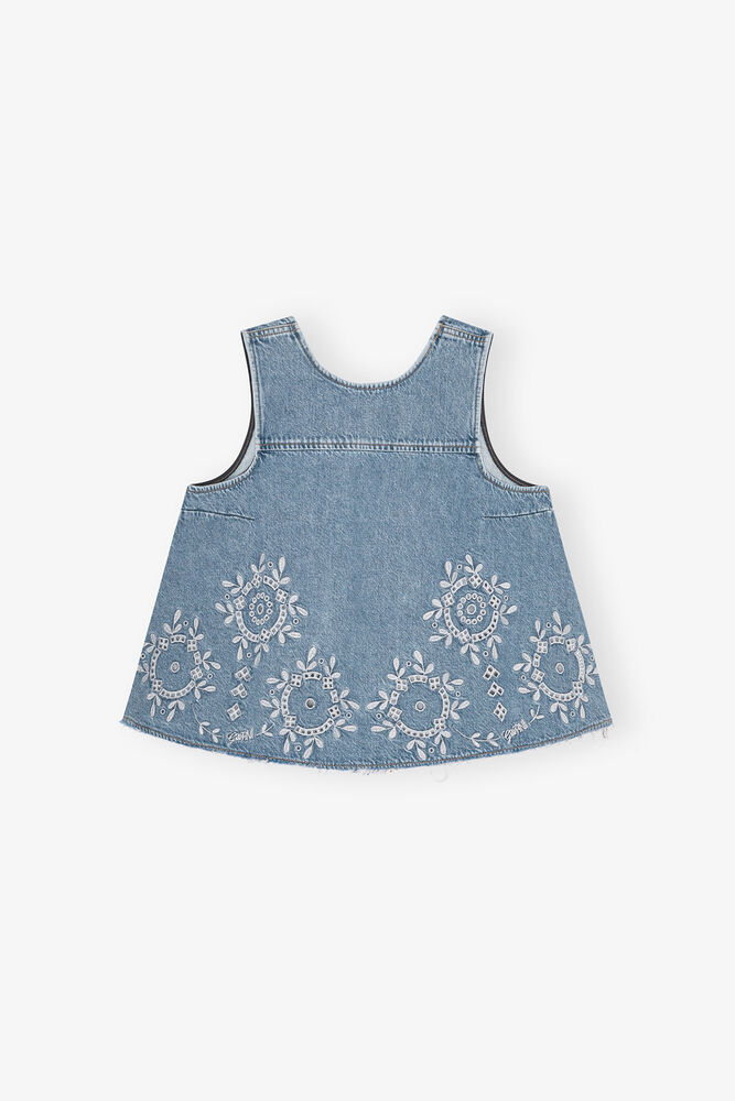 Broderie Anglaise Top, Light Blue Stone