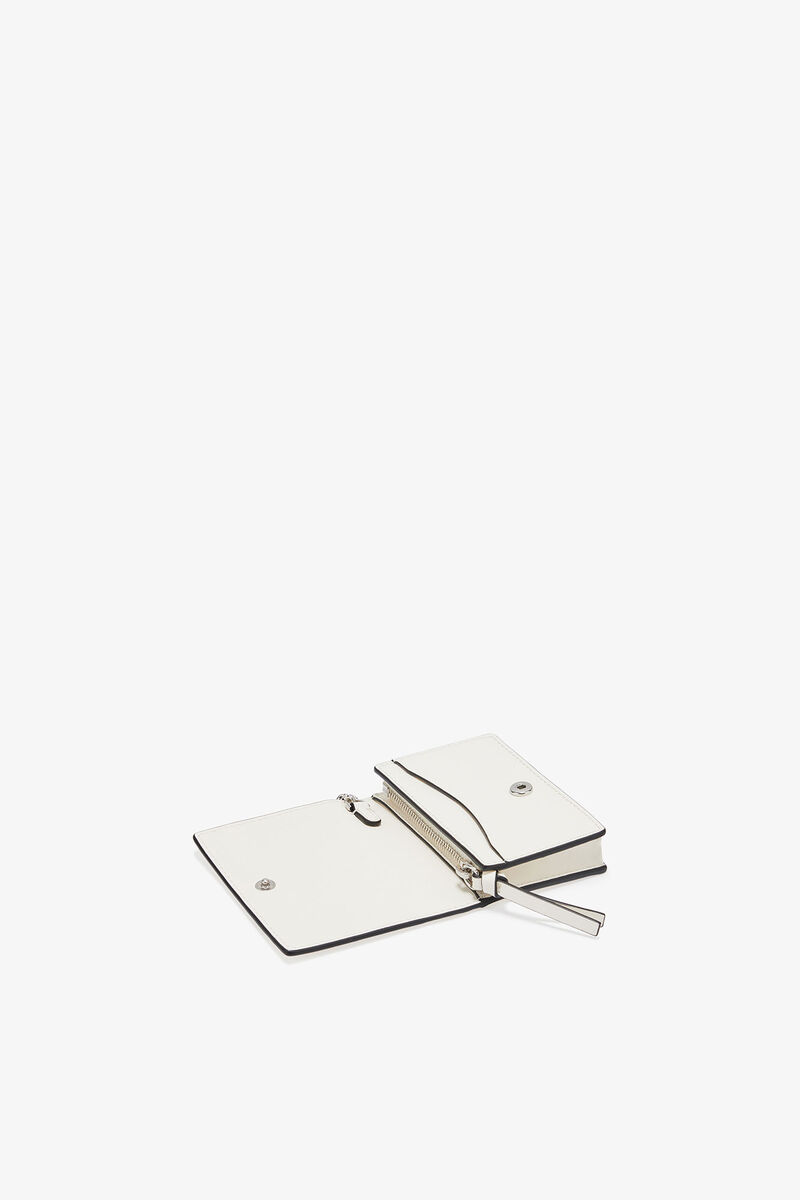 GANNI Card Holder With Flap and Cat, Polyester, in colour Egret - 3 - GANNI