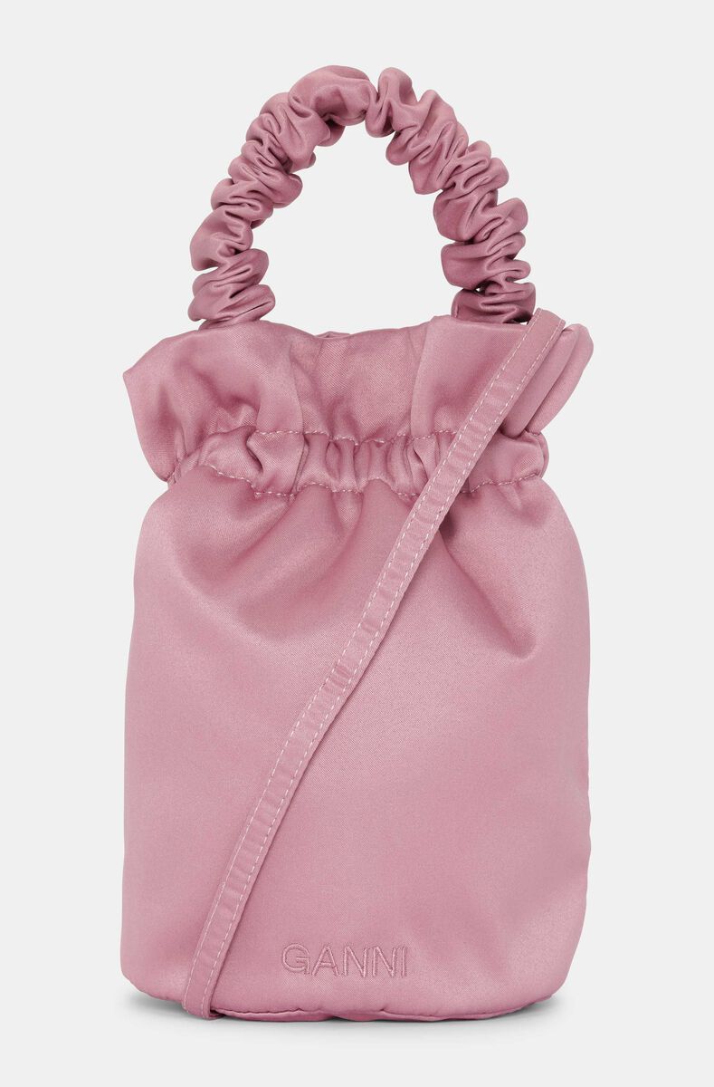Occasion Occasion Ruched Top Handle Bag, Polyester, in colour Light Lilac - 3 - GANNI