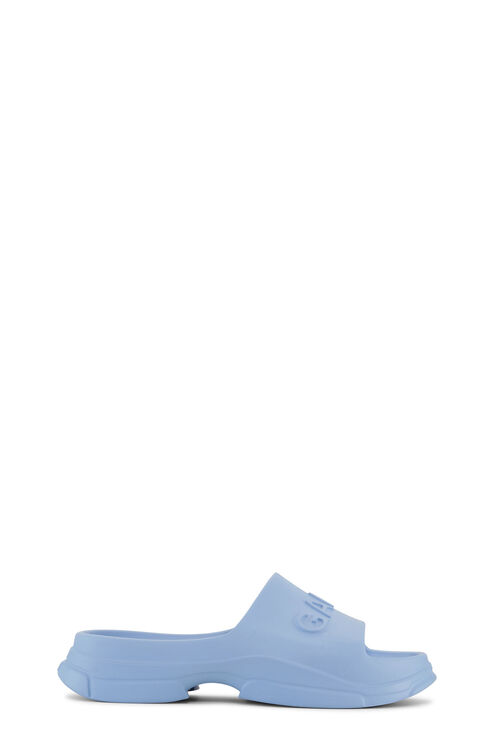 GANNI GANNI BLUE POOL SLIDE SANDALS - SIZE 39 ACETATE