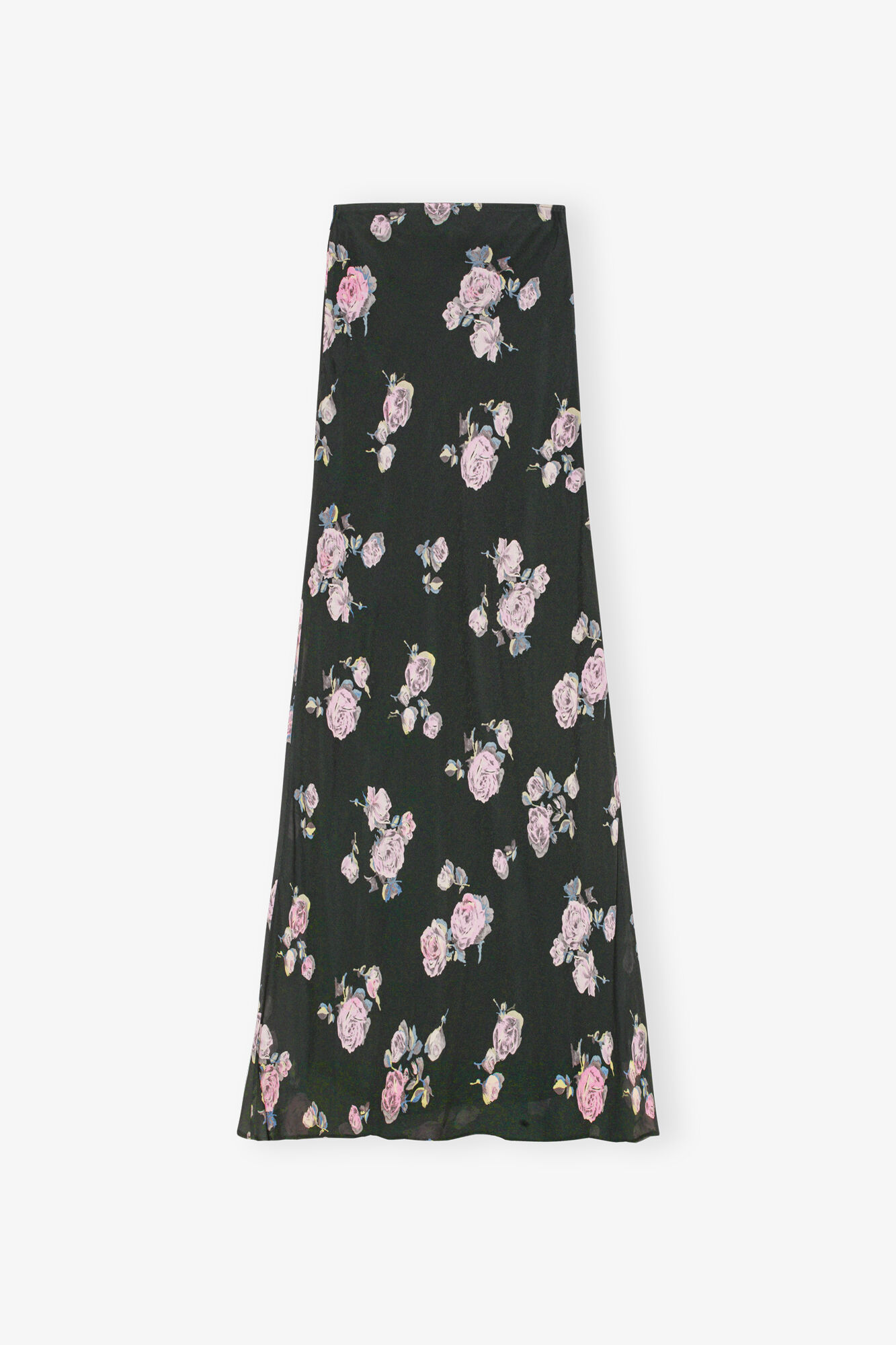 Floral Printed Crepe Maxi Skirt, Viscose, in colour Climbing Ivy - 2 - GANNI