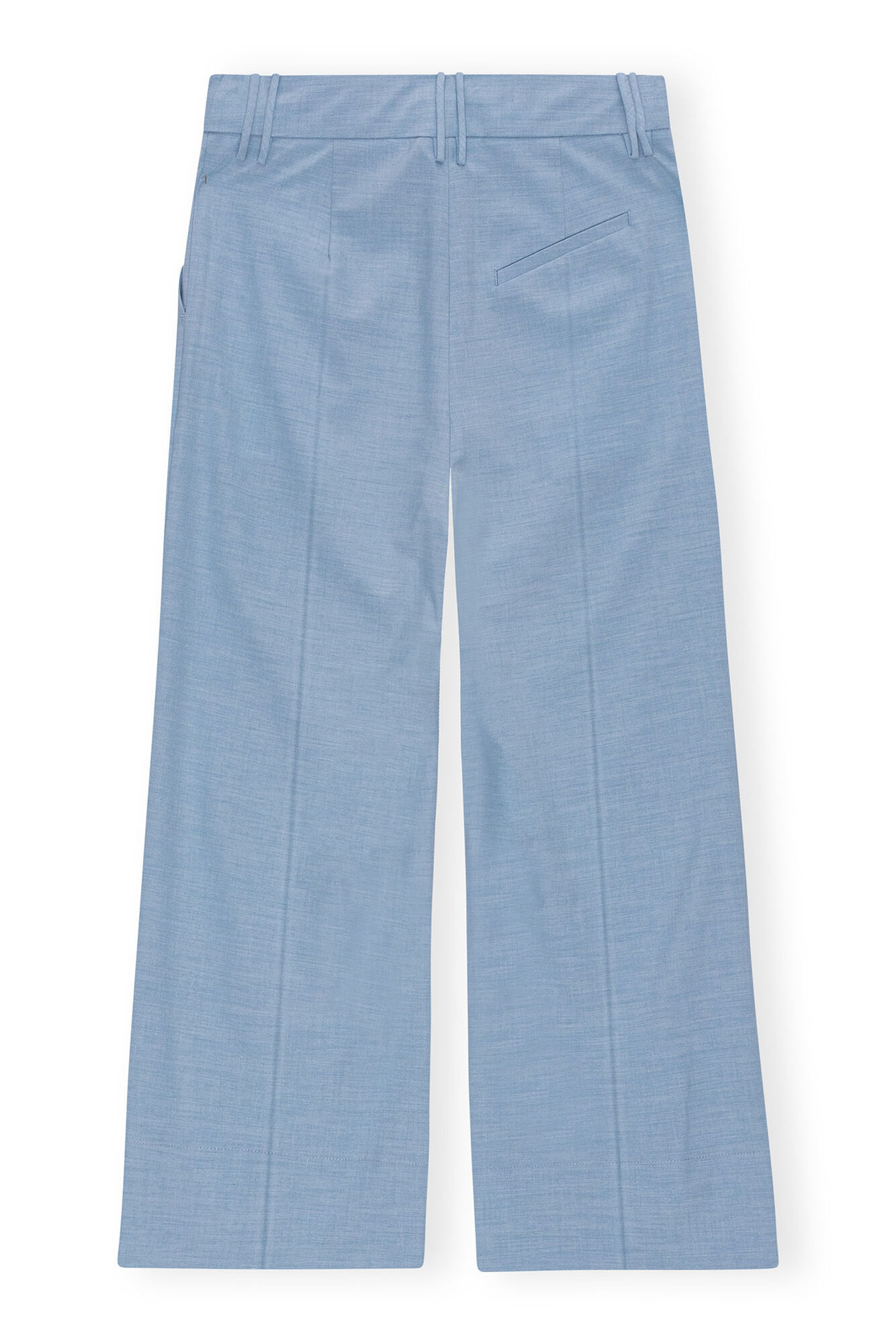 Blue Drapey Melange Cropped Bukser, Elastane, in colour Powder Blue - 2 - GANNI