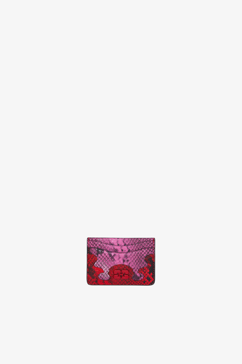 Bou Card Holder in Pink Snake, Recycled Polyester, in colour Raspberry Rose - 1 - GANNI