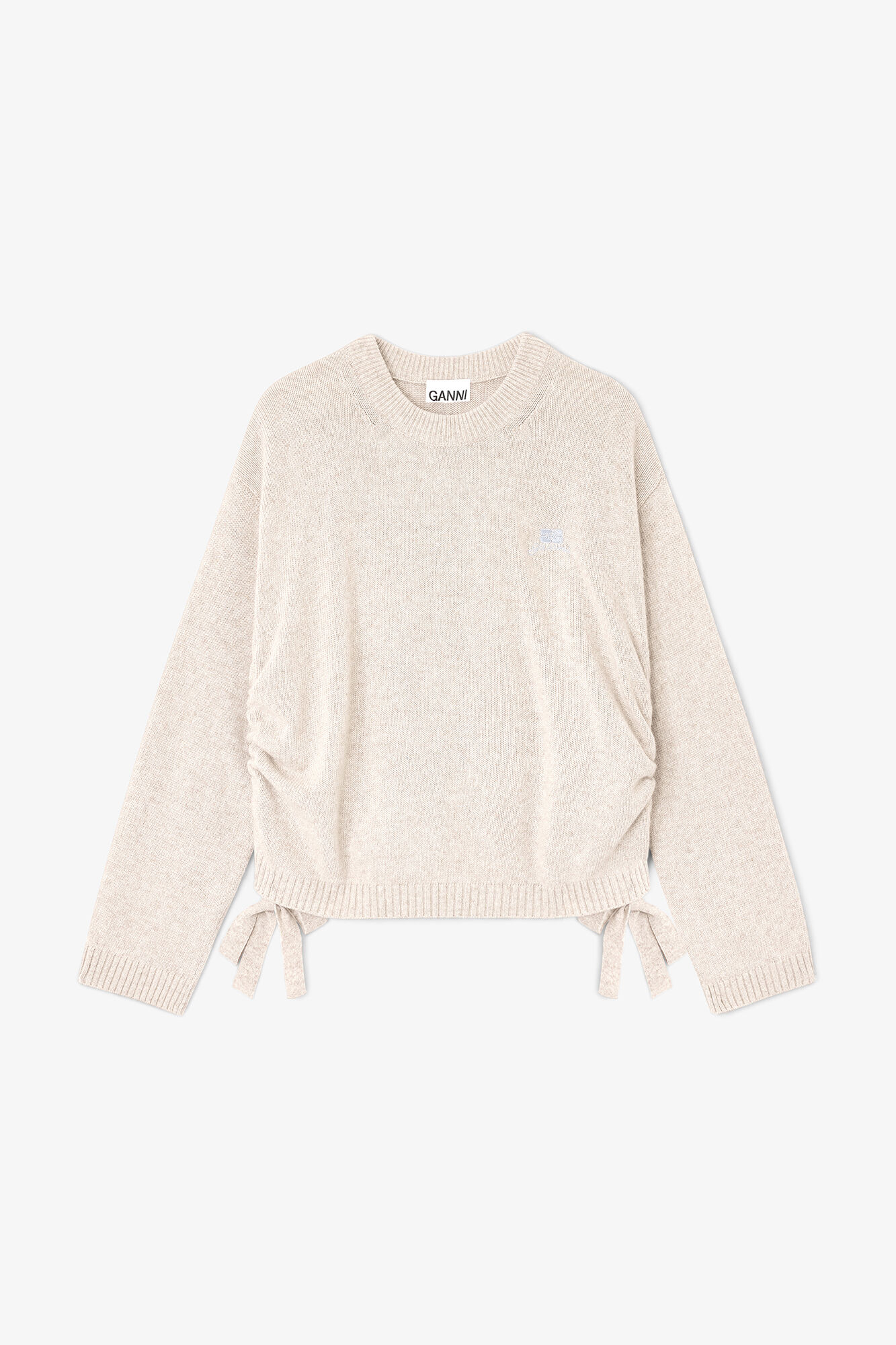 Pull en laine m&eacute;lang&eacute;e beige, Wool, in colour Sand - 1 - GANNI