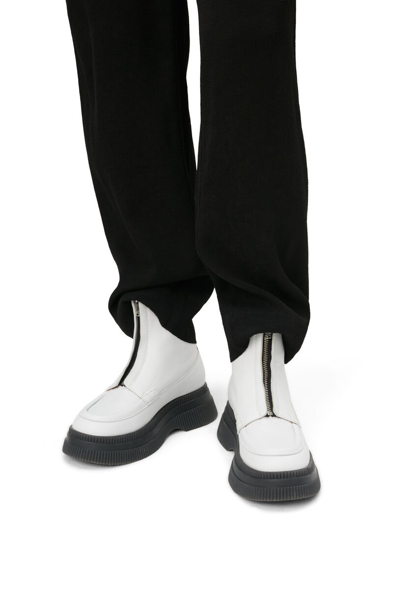 Creepers-Wallaby-Stiefel mit Reißverschluss, Calf Leather, in colour Egret - 4 - GANNI