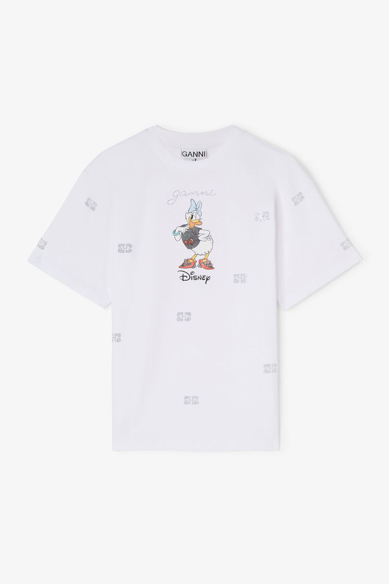GANNI x Disney Daisy Duck White Printed T-shirt, in colour Bright White - 1 - GANNI