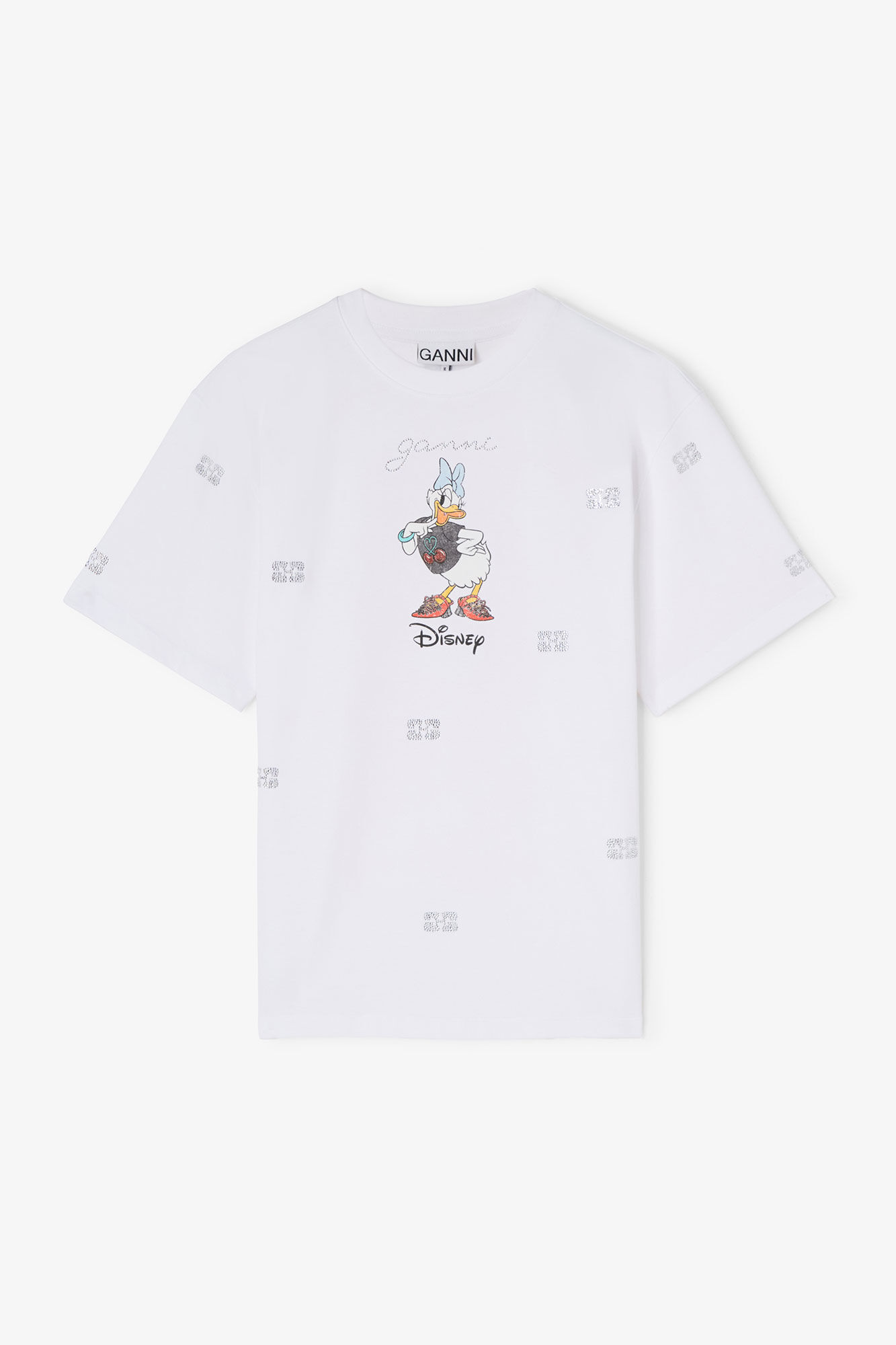 GANNI x Disney Daisy Duck White Printed T-shirt, in colour Bright White - 1 - GANNI