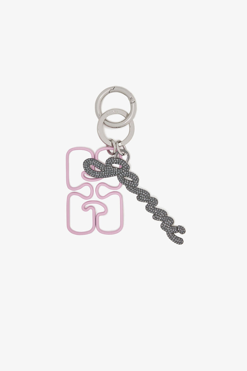 Porte-clés GANNI Signature rose, Iron, in colour Nosegay - 1 - GANNI