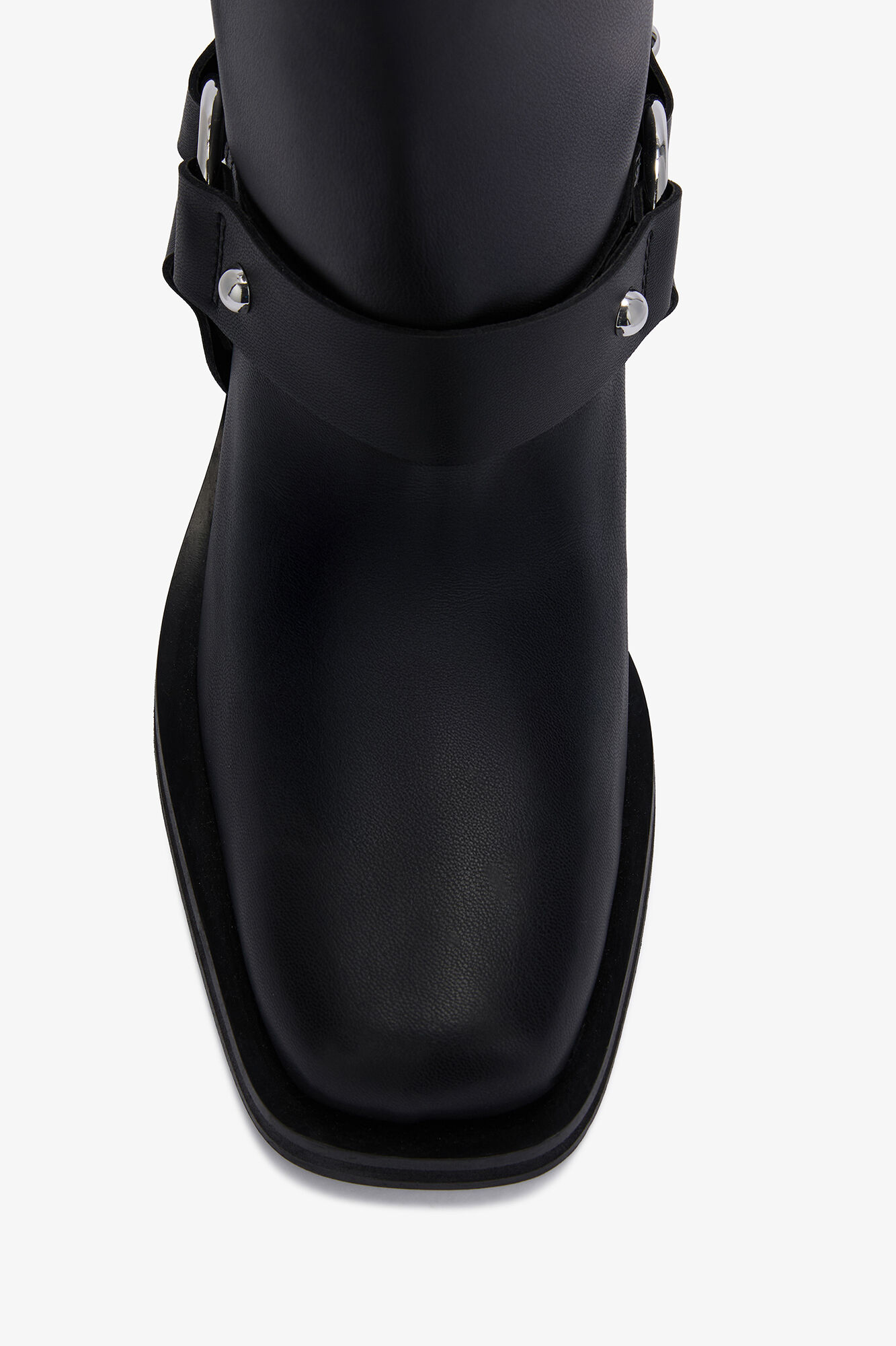 Mid Shaft Biker Boot in Black, Recycled Leather, in colour Black - 3 - GANNI