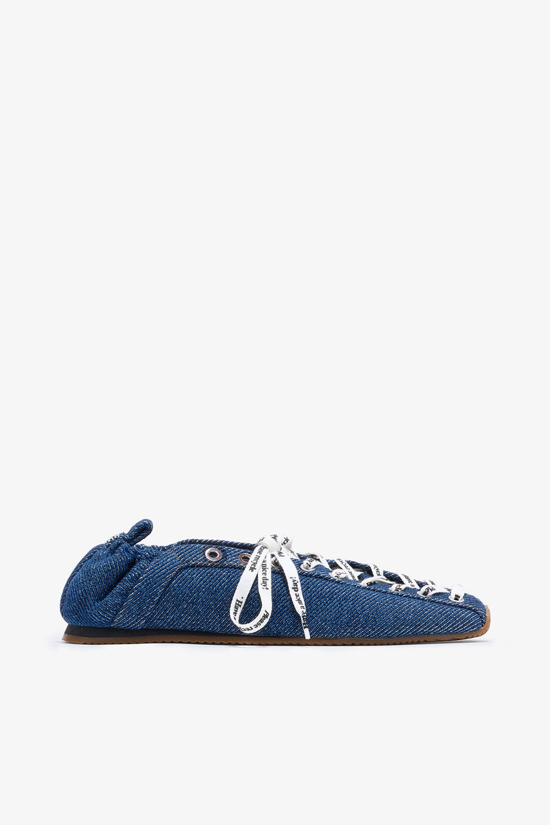 Sporty Ballerina in Denim, Organic Cotton, in colour Rinse - 1 - GANNI