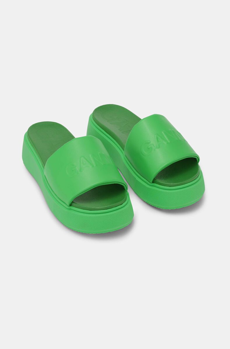 VEGEA™ Slide Sandals, Vegan Leather, in colour Kelly Green - 3 - GANNI