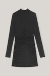 Software Light Stretch Jersey Fitted Highneck Mini Dress, Elastane, in colour Black - 2 - GANNI