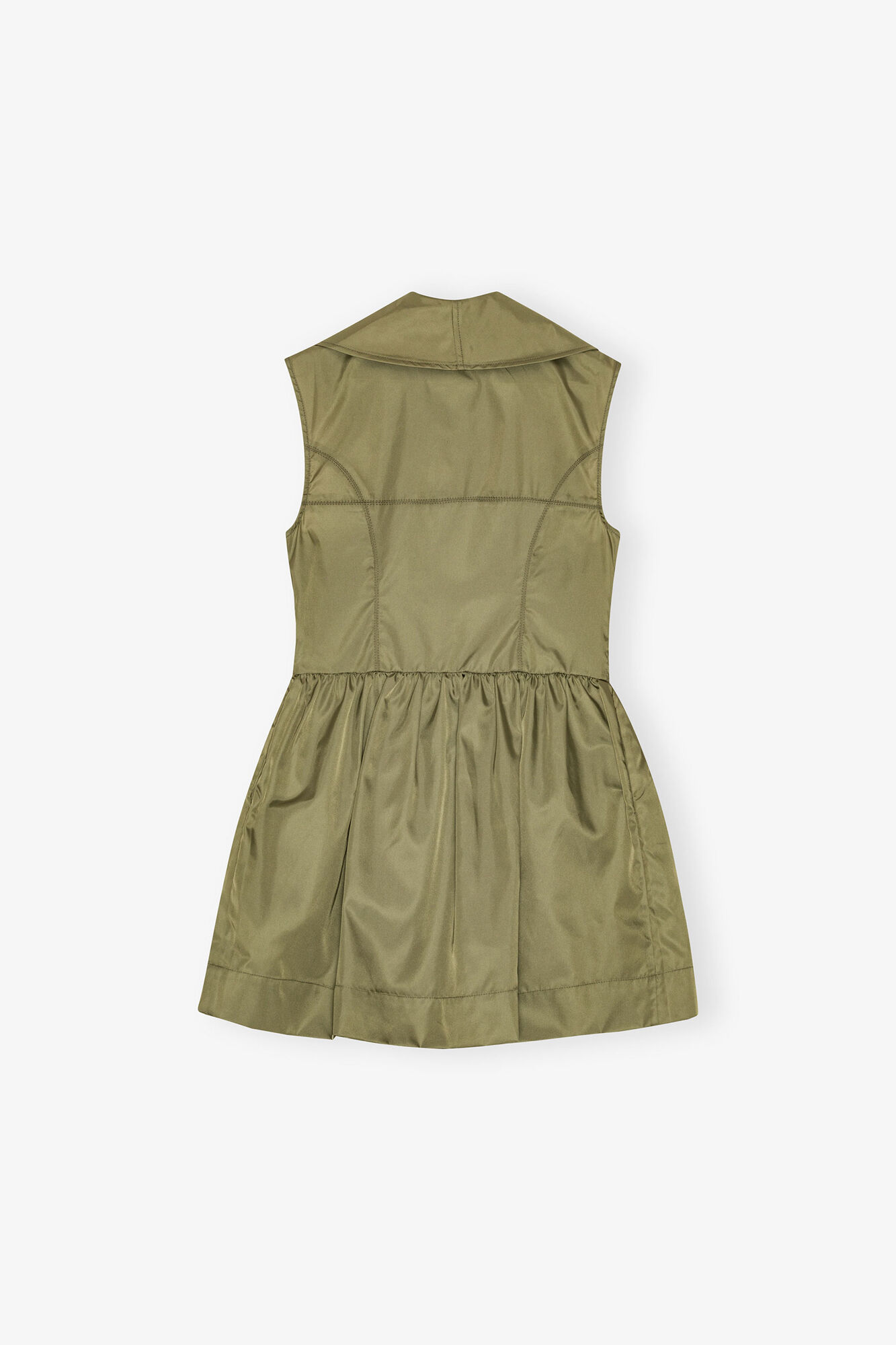 Kjole i gr&oslash;n nylon, Recycled Polyamide, in colour Boa - 2 - GANNI