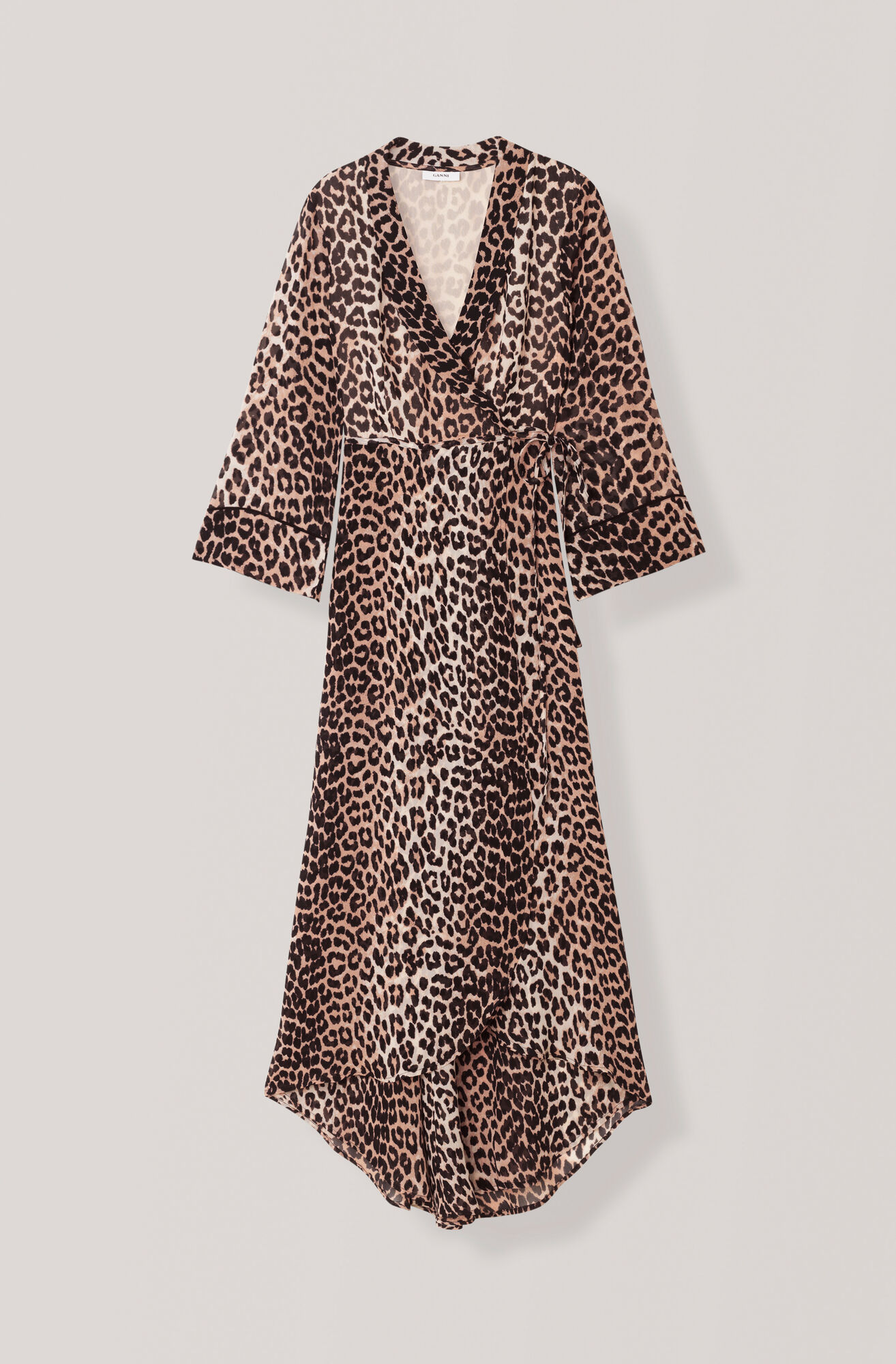 Printed Georgette Wrap Dress, Leopard Printed Georgette Wrap Dress, Leopard, hi-res
